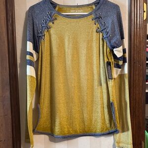 Poof! Yellow and Blue Lace-Up Sweatshirt